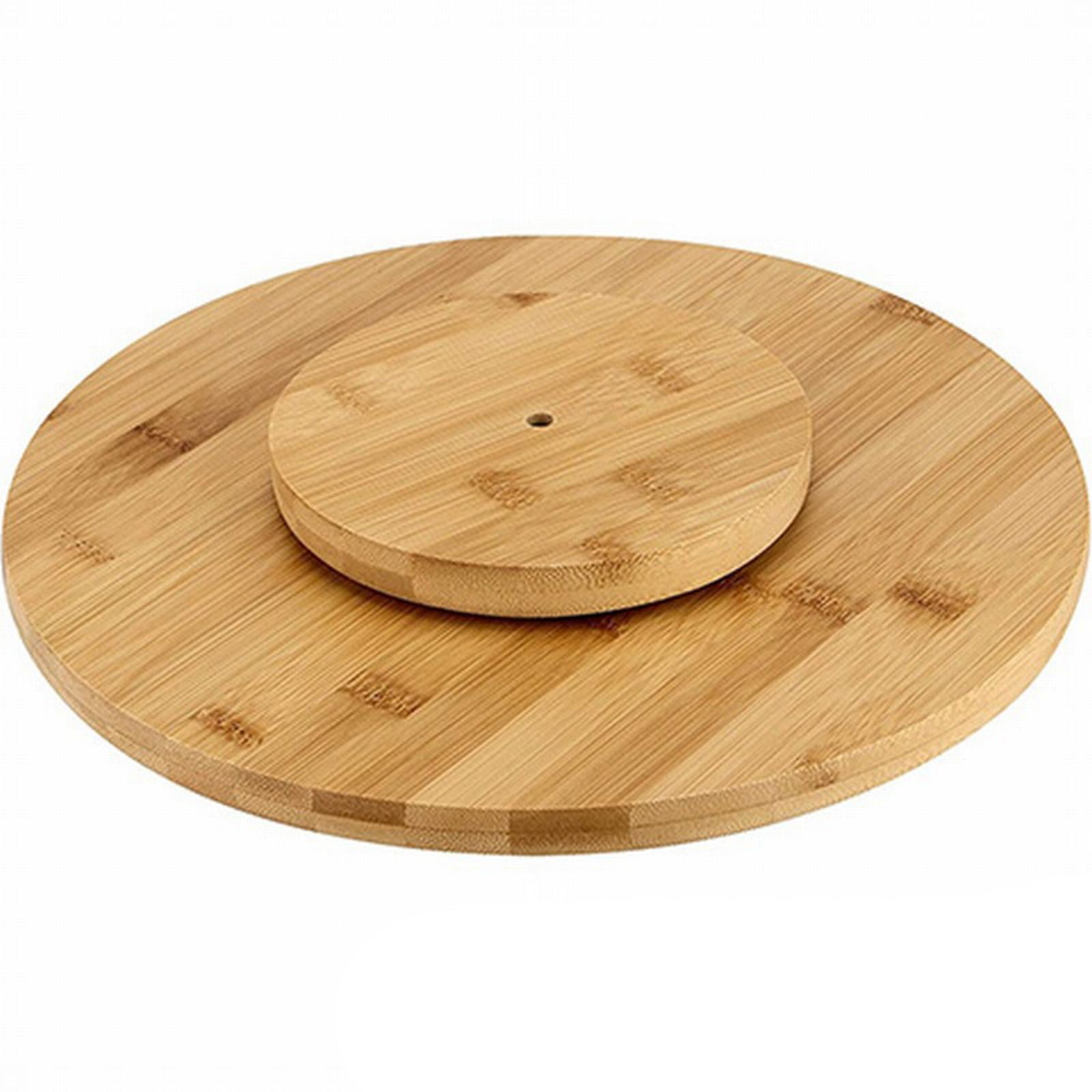 Wooden Rotating Dining Plate Wooden Round Rotating Plate Swivel Plate Wooden Turntable Rotating Wooden Tray for Pantry Kitchen Dining Table