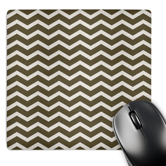 3dRose, Cream and Brown Chic Chevron zigzag, MousePad