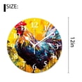 thumbnail image 2 of 12 Inch Wall Clock Battery Operated Silent Clock Decorative for Office, Kitchen, Outdoor, Living Room，Rooster in The Farm Color Art Cute Design, 2 of 4