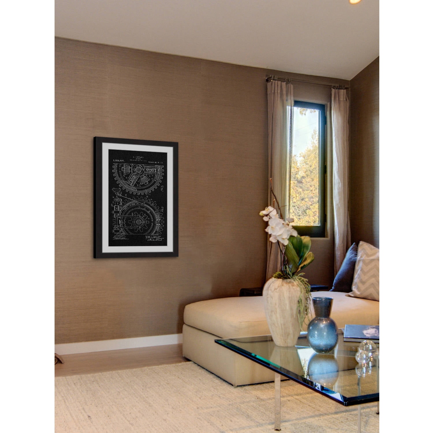 "Gears 1912 Black Paper" Framed Painting Print