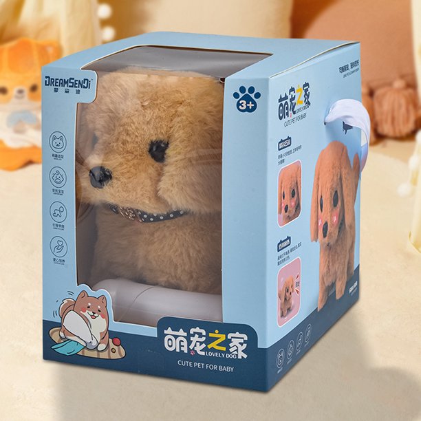Perro robot electrónico, robot interactivo, cachorro, actúa como un cachorro real, juguete de peluche para cachorros, funciona con pilas, lindo perro caminante para niños de 3, 4, 5 y 6 años