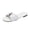 Womens Sandal - White, variant on Slip On Sandals for Women Open Toe Flat Mules Elegant Woven Braided Wide Band with Sleek Metallic Oval Ornament Decor Chic Everyday Outdoor Footwear