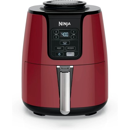 Ninja - AF100 Air Fryer Ceramic-Coated Nonstick Basket, Dehydrate & Reheats, 4 Quart Capacity- Red (Certified) (Refurbished)