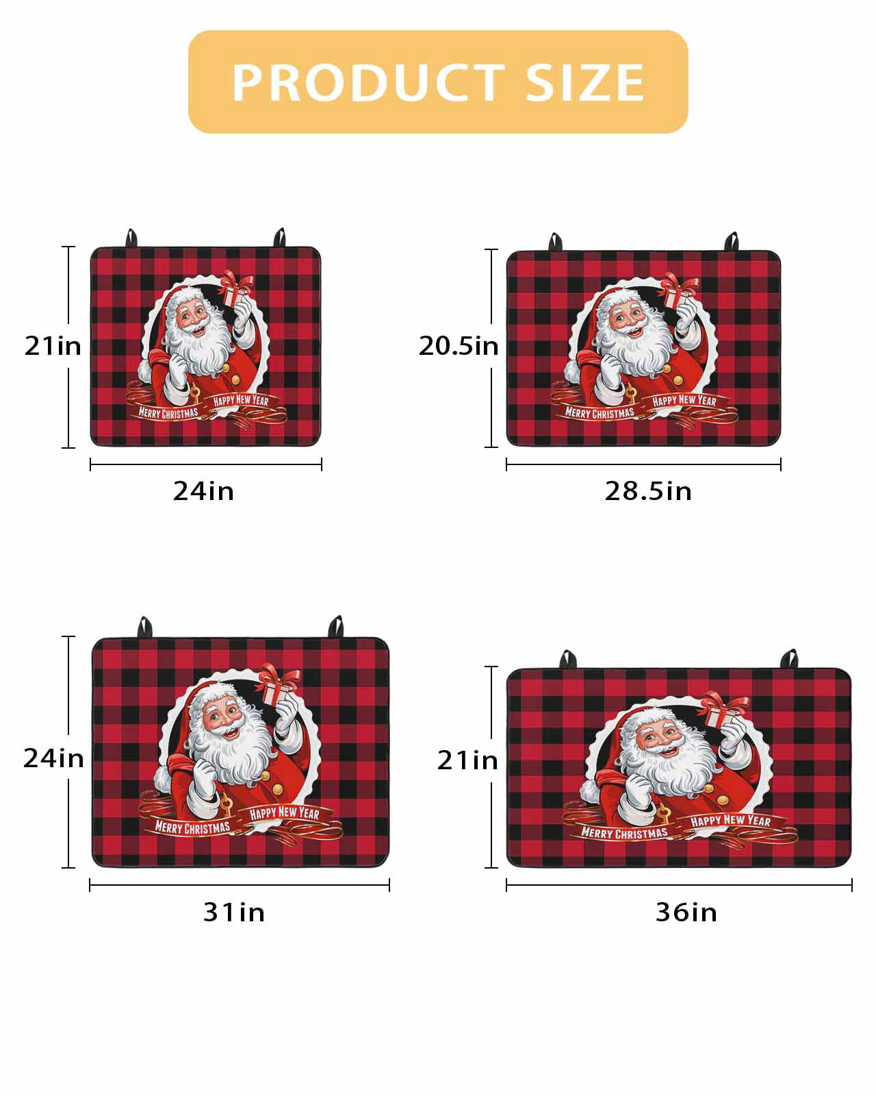 Large Induction Cooktop Protector Mat Christmas Stove Top Covers for Electric Stove, Xmas Santa Claus Red Black Buffalo Plaid Decorative Stove Burner Cover Mats, Glass Top Stove Cover