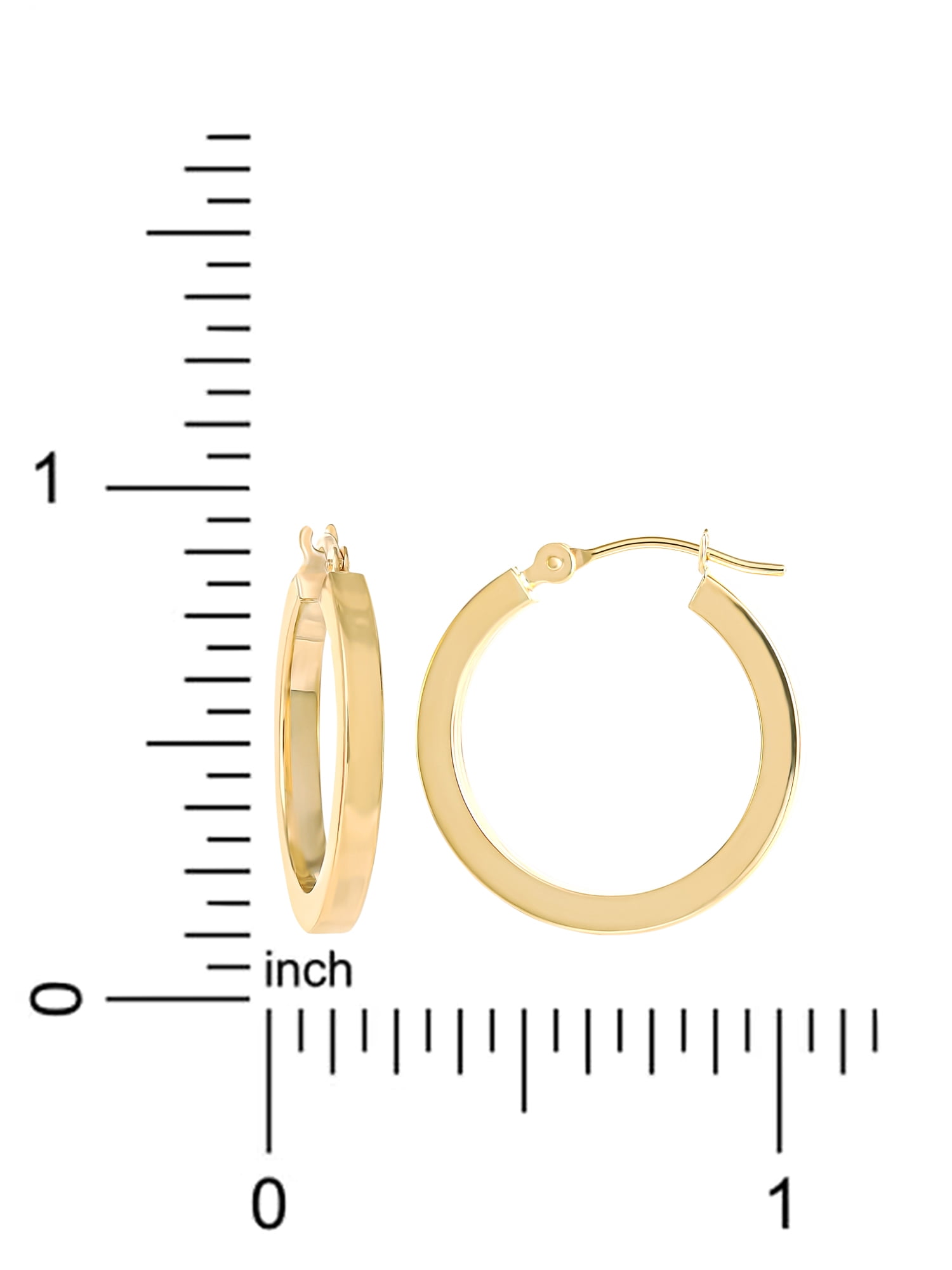 Brilliance Fine Jewelry Women’s 14K Yellow Gold Square Tube Hoop Earrings
