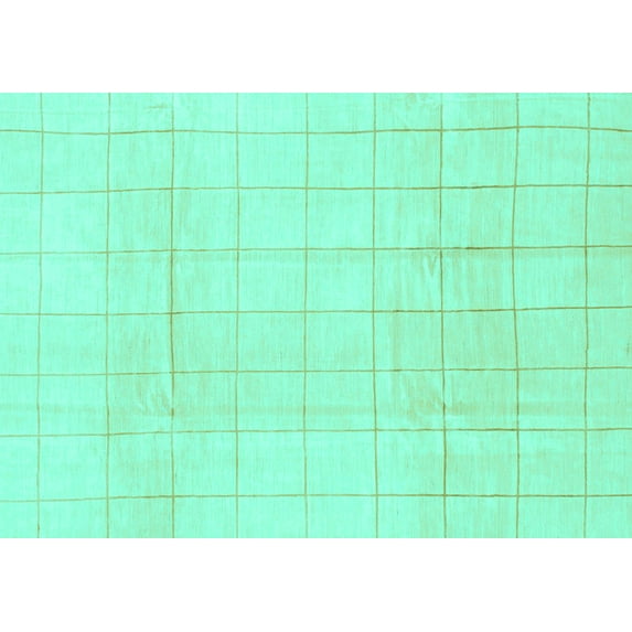 Ahgly Company Indoor Rectangle Solid Turquoise Blue Modern Area Rugs, 3' x 5'
