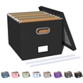 thumbnail image 1 of Caja organizadora de archivos Oterri con tapa para cartas o documentos legales, color negro, 1 of 7