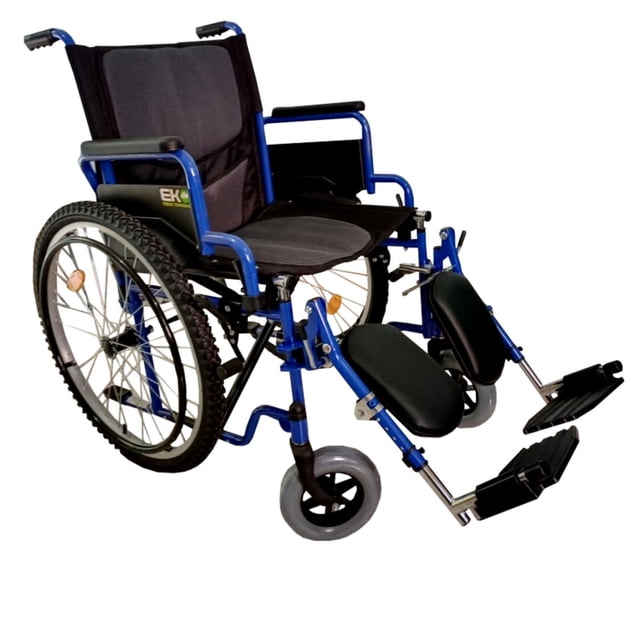 Silla De Ruedas Todo Terreno Con Elevapiernas Y Descansabrazos Abatibles Eko Azul