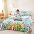 thumbnail image 4 of jejeloiu Marine Life Starfish 7-Piece Bedding Comforter Set For Kids,Watercolor Sea Initial Print C King Bedding Sets,Reversible, 4 of 7