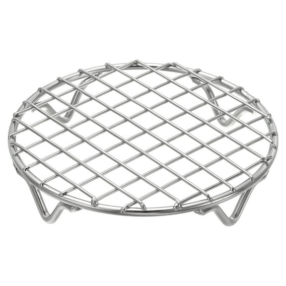 Uxcell Round Cooking Rack 4.9 Inch Dia Stainless Steel Wire Cooling Steamer Rack for Baking Canning Cooking Roasting Cooling Grilling Drying, Silver