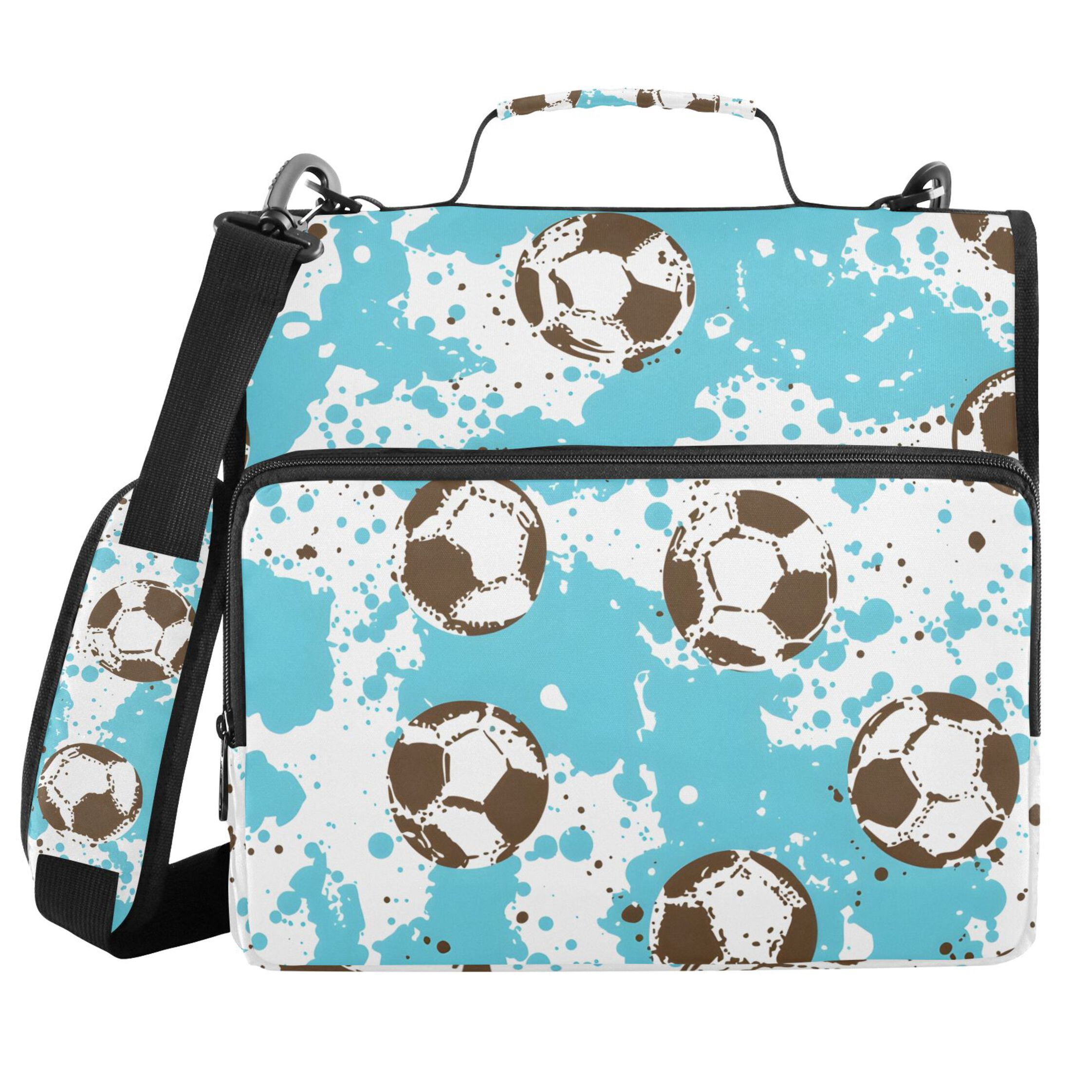 ALAZA Zipper Binder Watercolor Football 3 Ring Trapper Keeper File Folder Organizer Bag