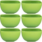 Bruntmor 26 Oz x6 Green Porcelin Ceramic Square Soup Bowls, Gradient Green