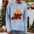 thumbnail image 2 of Essentials Women's Sweater Knit Cute Graphic Long Sleeve Crew Neck Warm Sweaters Light Blue, 2 of 4