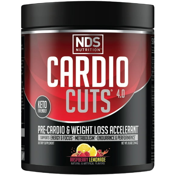 NDS Nutrition Cardio Cuts 4.0 Pre Workout Supplement-Advanced Weight Loss and Pre Cardio Formula with L-Carnitine, CLA, MCTs, L-Glutamine and Safflower Oil - Raspberry Lemonade (40 Servings)
