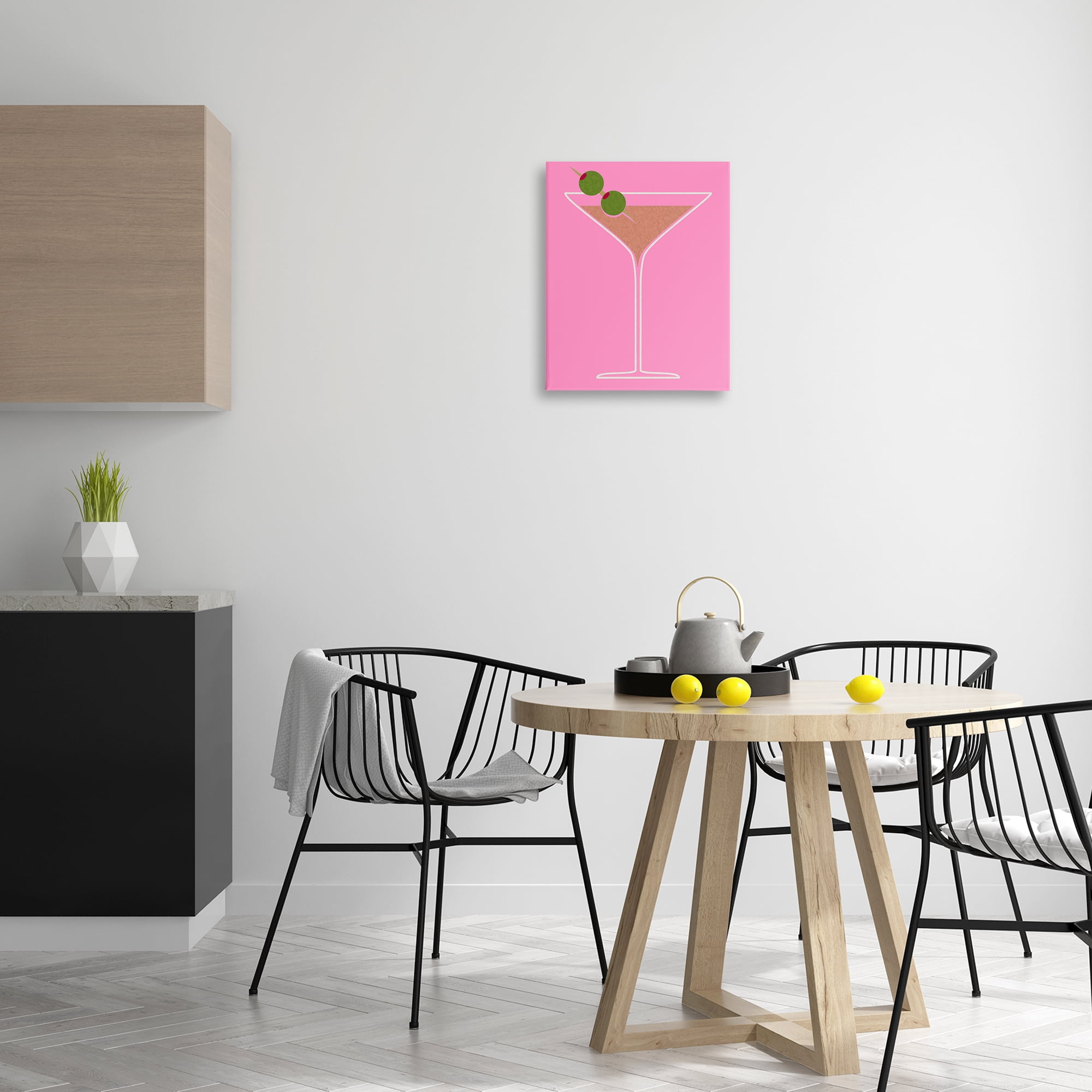Stupell Industries Dirty Martini on Pink Food & Beverage Painting Gallery Wrapped Canvas Art Print Wall Art, 16 x 20