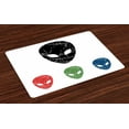 thumbnail image 1 of Ambesonne White Place Mats Set of 4, Grunge Alien Heads Art, Standard Size, Red Green, 1 of 4