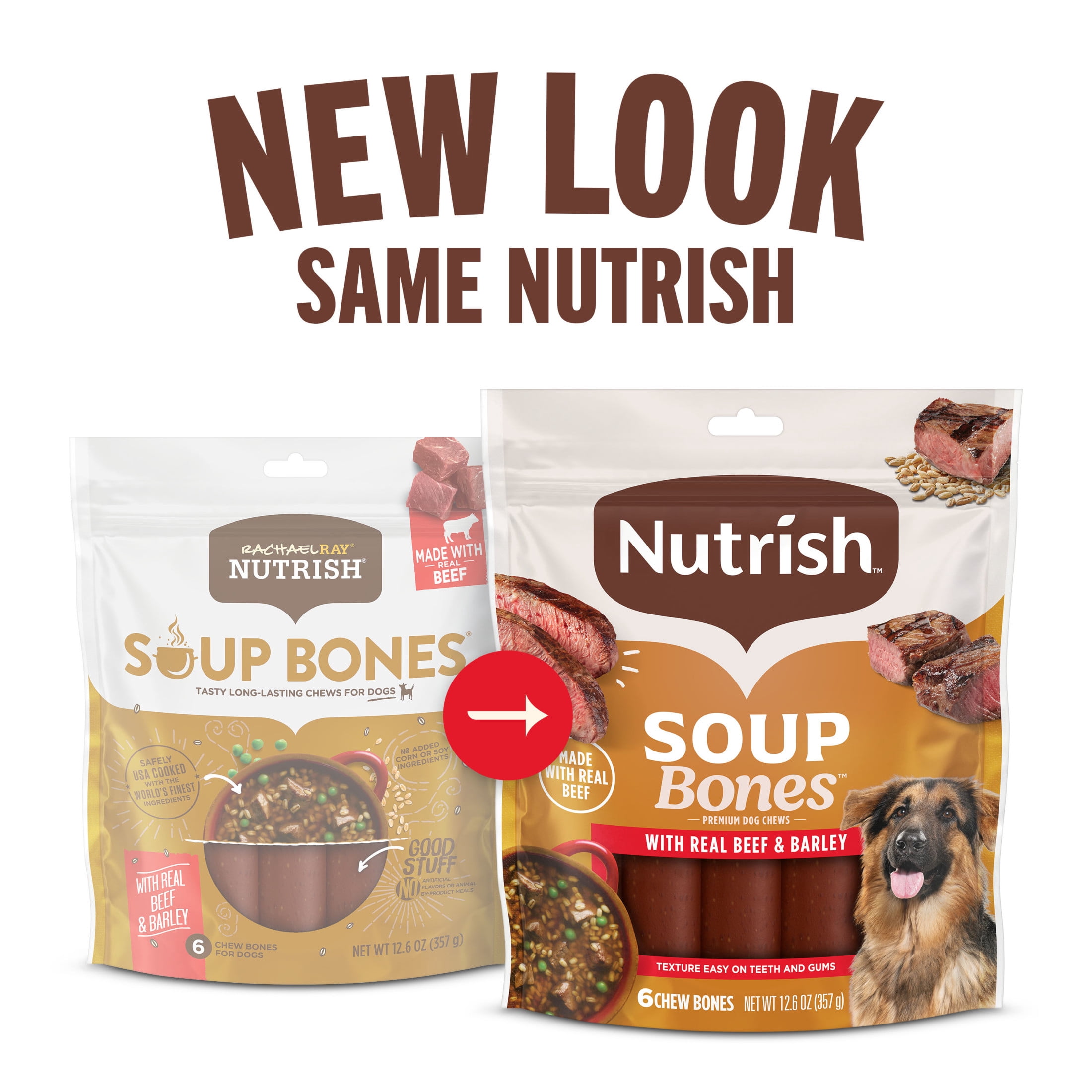 (3 pack) Rachael Ray Nutrish Soup Bones Premium Dog Chews, Real Beef & Barley, 11 Chews