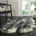 thumbnail image 2 of SAFAVIEH Sheep Skin Tiana Sheep Skin Area Rug, Ivory/Dark Charcoal, 3'7" x 5'11" Specialty, 2 of 3
