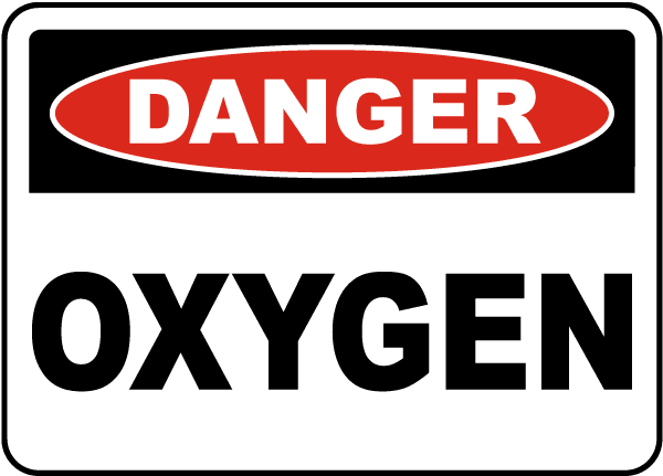 Danger Oxygen Caution Area Warning Sign Self Adhesive Gloss Sticker 125mm x160mm 