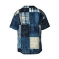 thumbnail image 6 of Lafuoo Indigo Patchwork Quilt Pattern Men's Cuban Collar Short Sleeve Shirt, Button-Down Resort Beach Pocket Shirt-XX-Large, 6 of 7