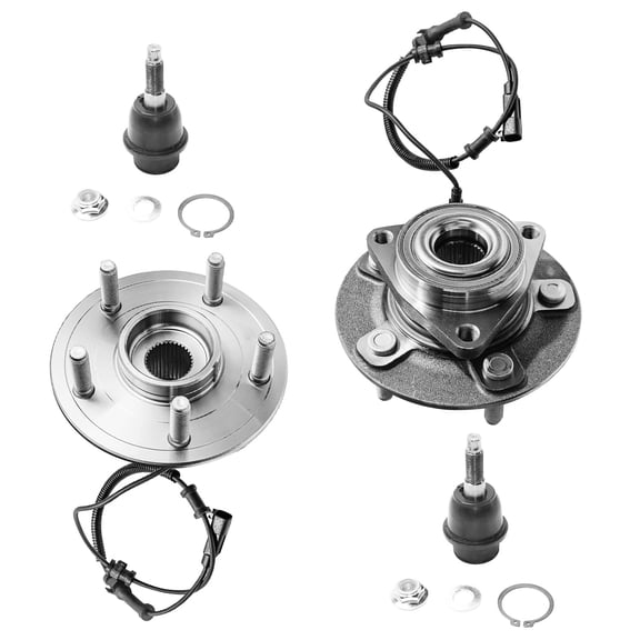 Detroit Axle - 4pc Front Wheel Bearing Hubs Kit for 2012-2018 Ram 1500 2019-2022 Ram 1500 Classic, 2 Wheel Bearing Hubs Assembly 2 Lower Ball Joints