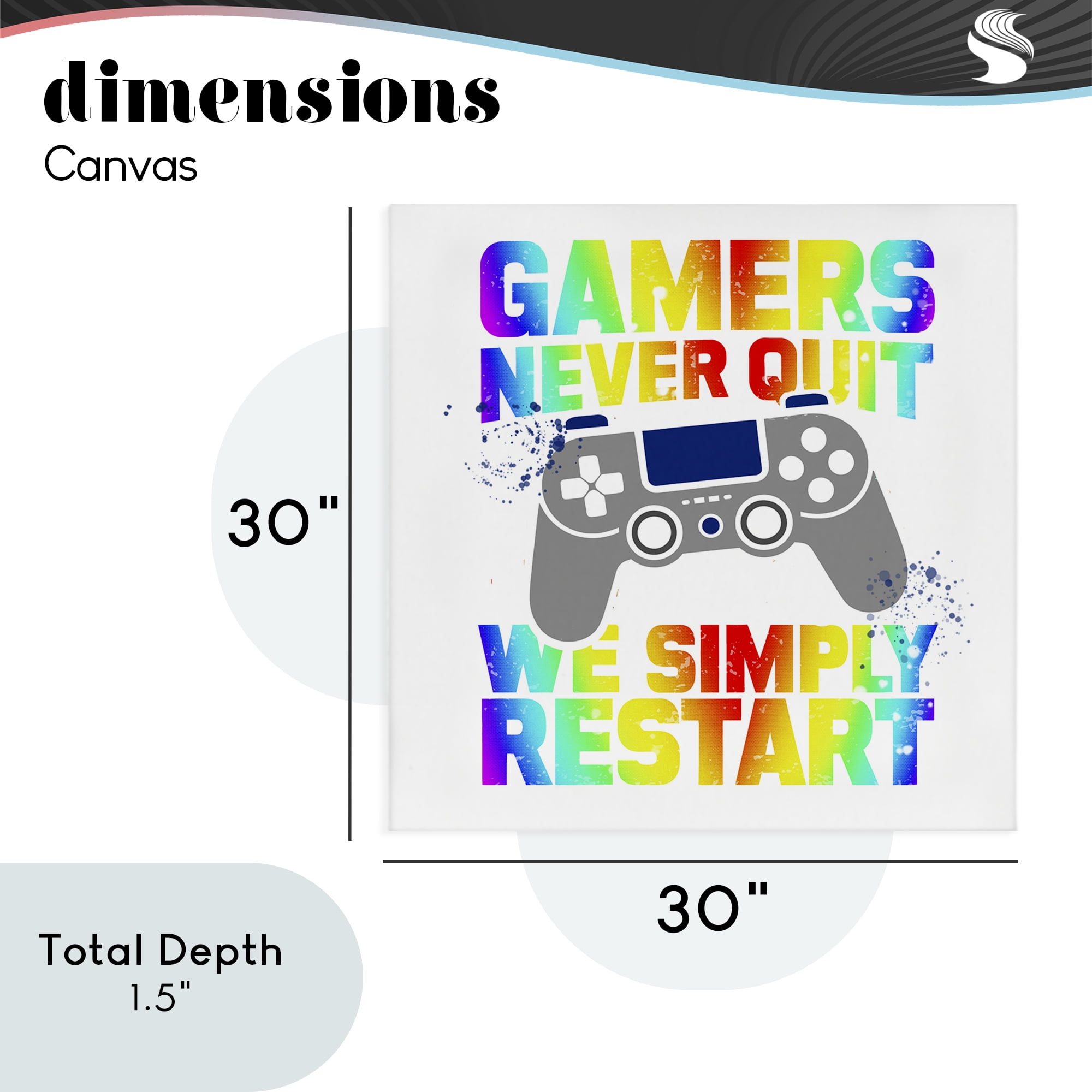Rainbow Gamers Never Quit Canvas Wall Art, design by Kim Allen