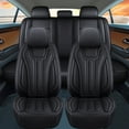 thumbnail image 2 of Leather Car Seat Cover 5 Seats for Chevrolet Chevy Silverado GMC Sierra 1500 2500HD 3500HD 2007-2021 Full Set Cushion Seat Covers for Cars Waterproof, Black, 2 of 6