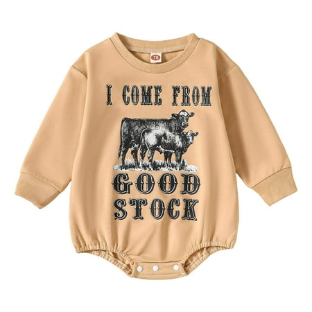 

EFGYYF Girl Outfits Baby Boy s Clothing Baby Boys Girls Long Sleeve Cartoon Cow Letter Prints Romper Bodysuits Jumpsuit Clothes Beige 12-18 Months