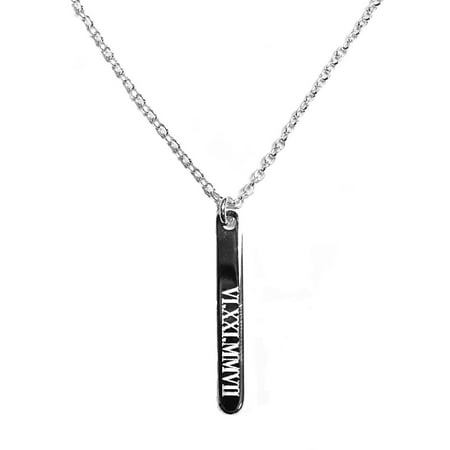 - EmeraldPalms Personalized Silver Plated Vertical Bar Necklace Adjustable to 18