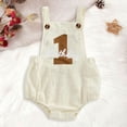 thumbnail image 2 of WUANDIXFA Cache-Couche pour Bébé Basique à Col Rond Mignon d'Été Décontracté en Coton Biologique Sans Manches Barboteuse Tenues pour Nourrisson Barboteuse pour Nouveau-Né Beige, 6-12 Mois, 2 of 6