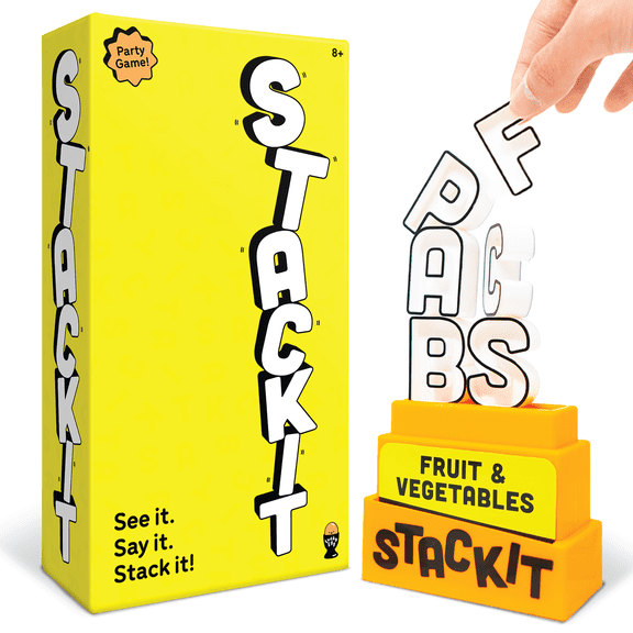 Stack It , Stacking Family Games for Kids and Adults, 160 Categories, 20 Letters, Party Games and Board Games for Ages 8 , 2-8 Players by Lucky Egg
