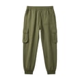 thumbnail image 6 of Men's Fleece Multi Pocket Sweatpants Loose Fit Cuffed Ankle Casual Joggers with Drawstring Elastic Waist Solid Color Lounge Trousers for Winter, 6 of 7