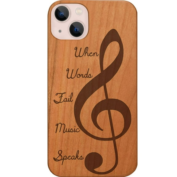Clef 2 - Engraved Wooden Phone Case for iPhone 14, Color: Cherry