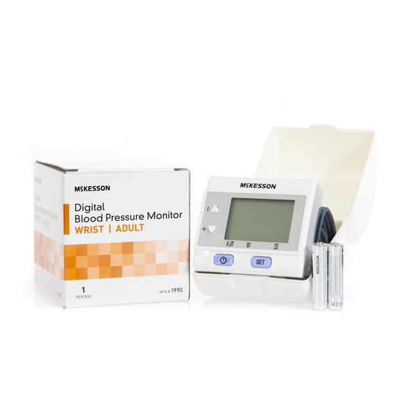 McKesson Digital Blood Pressure Monitor, Automatic Wrist Cuff, 8 Ct