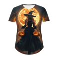 thumbnail image 5 of Witch Hat Cute Graphic T-Shirt for Women Crew Neck Short Sleeve Casual Tops Fall Tees Multicolor M, 5 of 5