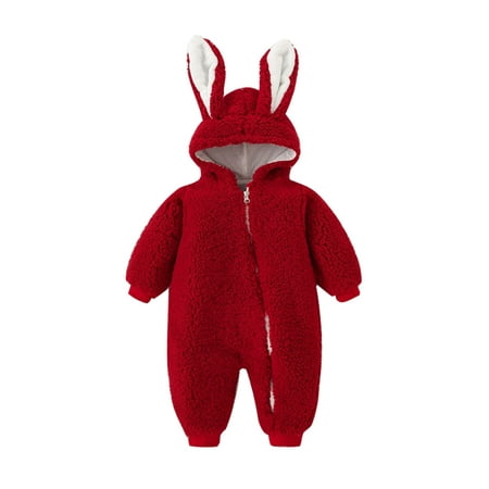 

Colisha Newborn Casual Travel Onesies Cartoon Animal Shaped Hooded Jumpsuit Warm Full Zip Winter Outwear Outfits Red 80cm