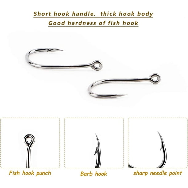 Fishing Hooks, Deesoo 500 Pack Circle Hooks with Barbs High Carbon Steel Fishing  Hooks Saltwater, Bass Hooks 