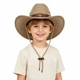 thumbnail image 2 of OOOUM Kids Woven Cowboy Hats Adjustable Chin Strap Outdoor Western Hats Boys Girls Western Straw Cowgirl Hat One Size, 2 of 5