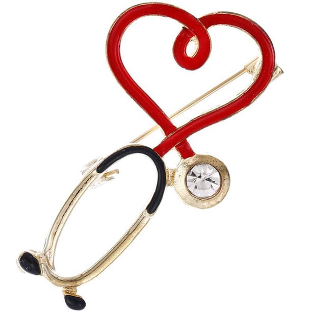 Broche creativo Minnieouse forma de estetoscopio alfiler corazón electrocardiograma enfermera doctor