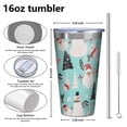 thumbnail image 4 of 16oz Tumblers Blue Christmas Santa and Snowman Pattern Stainless Steel Vacuum Insulated Double Wall Travel Tumbler Cups Mug with Lid and Straw,Cleaning Brush for Coffee,Tea, 4 of 4