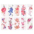 thumbnail image 1 of Tatuajes temporales flores impermeables pegatinas de tatuaje falso corporal de larga duración para mujeres conjunto, 1 of 14