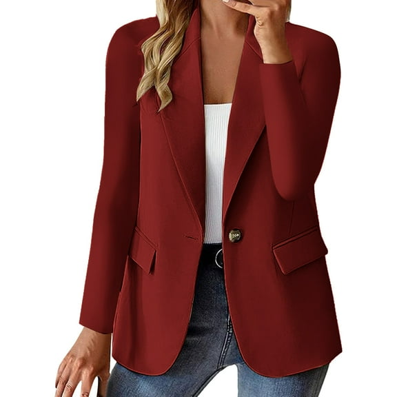 Yindaity Casual Blazers for Women Long Sleeve Suit Coat Regular Fit Work Office Business Formal Suit Jackets Ladies Autumn Winter Outwear (,L)