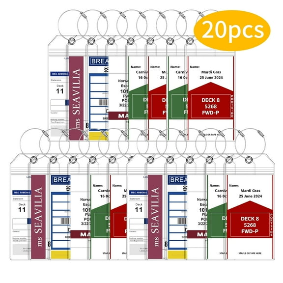 WLGJL 20 Pack Luggage Tags for Cruise Ship Essentials for NCL, Princess, Carnival, Royal Caribbean and Celebrity Cruise Necessities