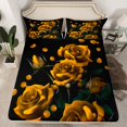 thumbnail image 2 of Manfei Fashion Orange Rose Bed Sheets for Adult, Flower Floral King Sheets, Romantic Anniversary Sheet Set, Microfiber Bedroom Decor, 4 Pieces, 2 of 7
