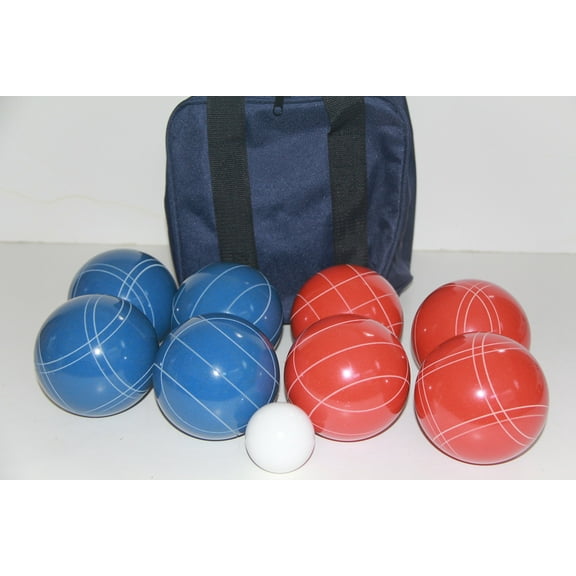 Italian/American Made, 110mm EPCO Bocce Set - Rustic Blue/Red Balls and Blue/Black Bag