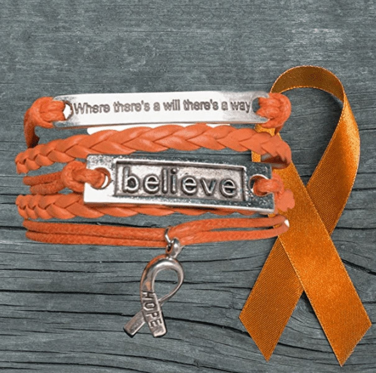 Amazon.com: Fundraising For A Cause | Leukemia Awareness Charm Bracelet  with Accent String - Orange Ribbon Bracelets for Leukemia Awareness (1  Bracelet): Clothing, Shoes & Jewelry