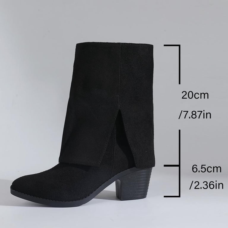 Women's Casual Short Boots Comfortable Mid-Calf Solid Color Round