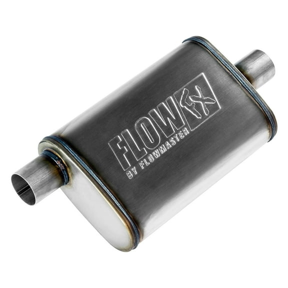 Flowmaster 71225 FlowFX Muffler 2.25" Offset Inlet Center Outlet - Moderate Sound 409 Stainless Steel