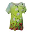 thumbnail image 3 of Pntutb Moda Mujer tops Verano Cuello en V Estampado Manga Corta Camiseta Casual Blusa Suelta Pntutb Pntutb-3326, 3 of 4