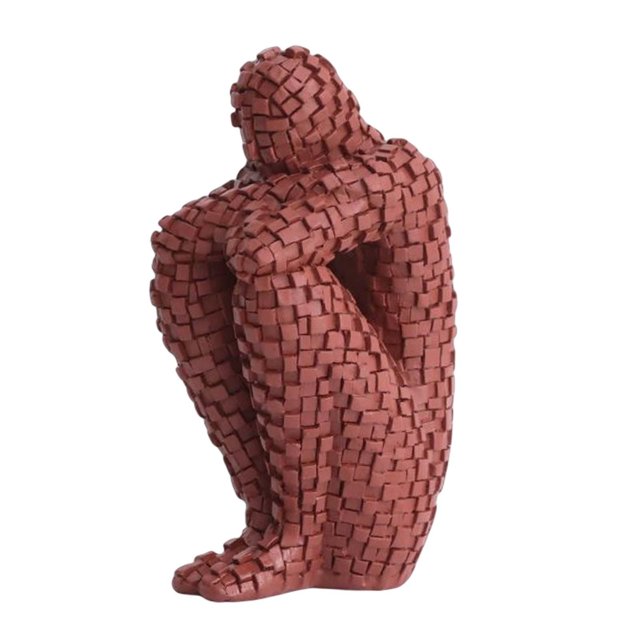 Abbracc Creative Abstract Thinker Figure Bookends Housewarming Gifts Mosaic Figurine For Red